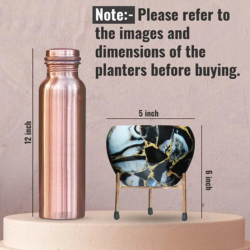 Resilient Metal Plant Pots With Stand | Set of 4 | 5 x 5 x 6 inches