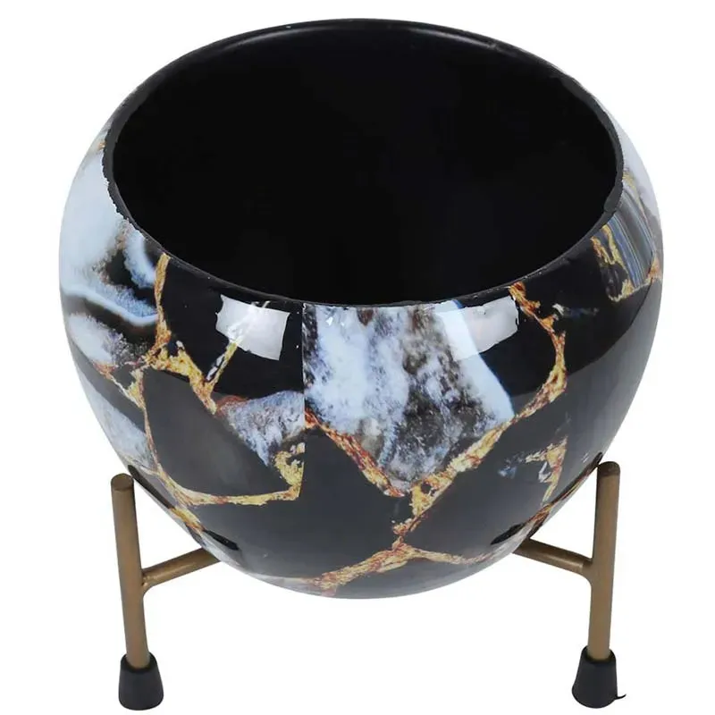 Resilient Metal Plant Pots With Stand | Set of 4 | 5 x 5 x 6 inches