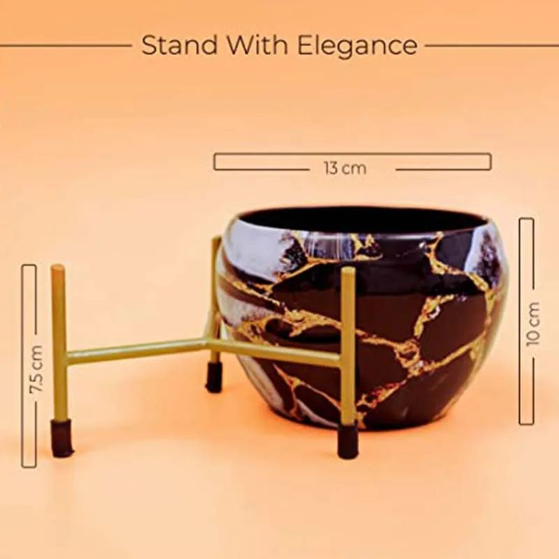 Resilient Metal Plant Pots With Stand | Set of 4 | 5 x 5 x 6 inches