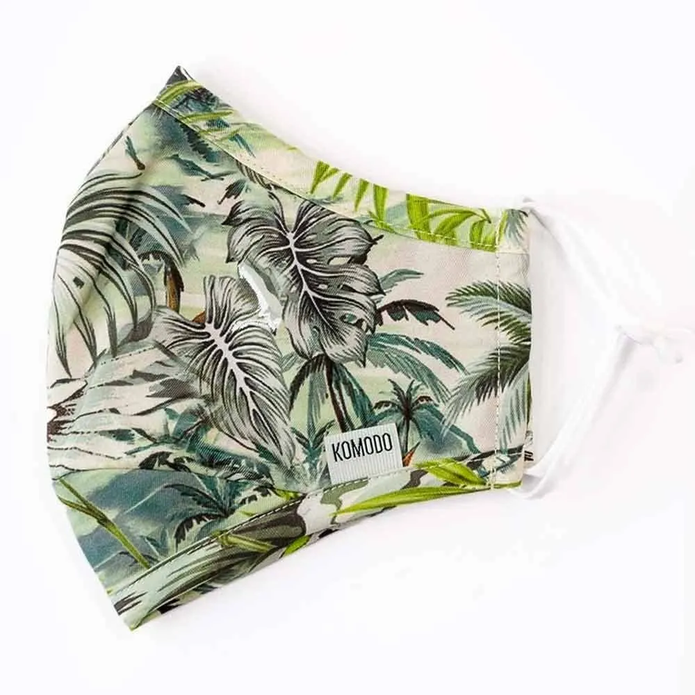 Reusable Cloth Face Mask -  Bali Tropic Green