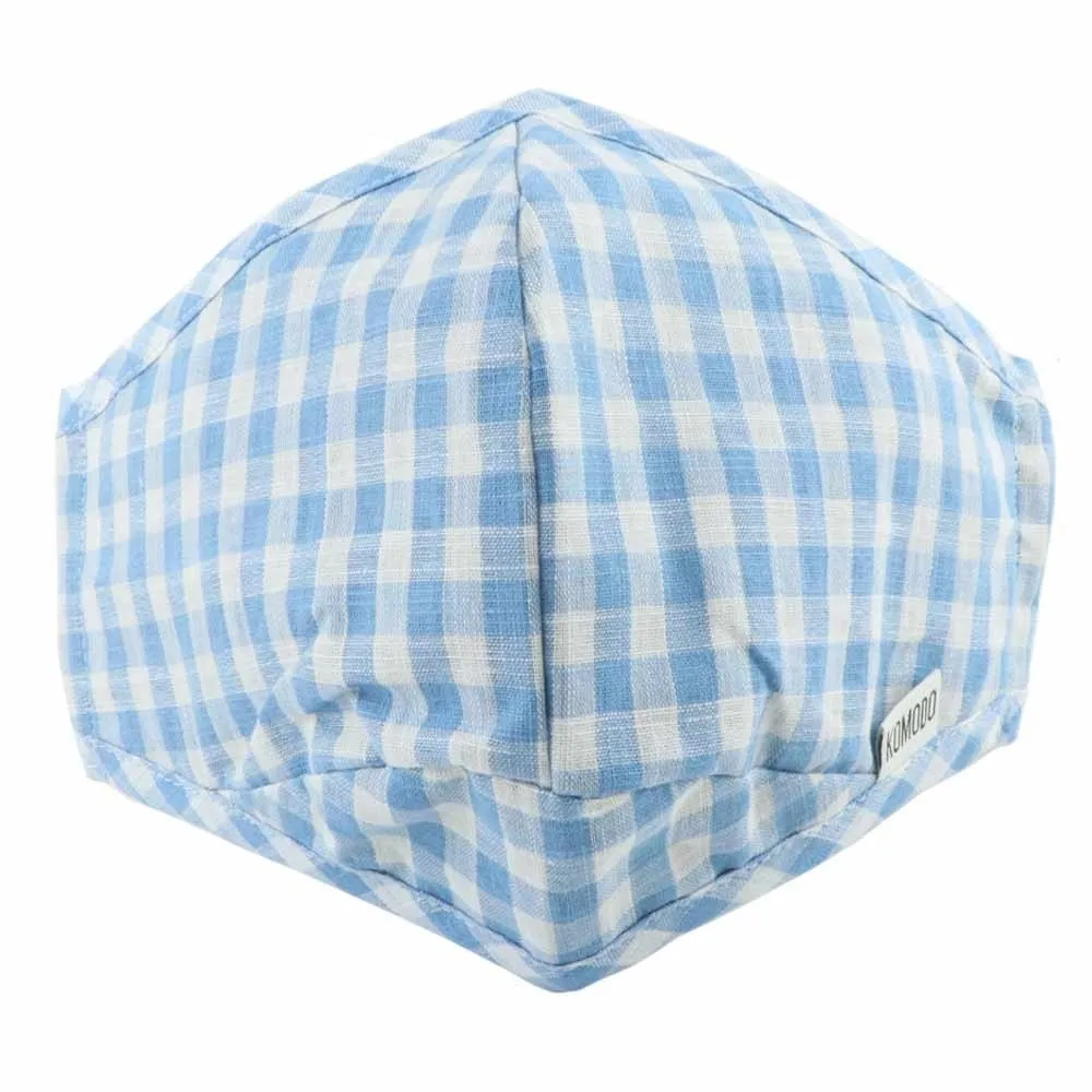 Reusable Cloth Face Mask - Light Blue Gingham