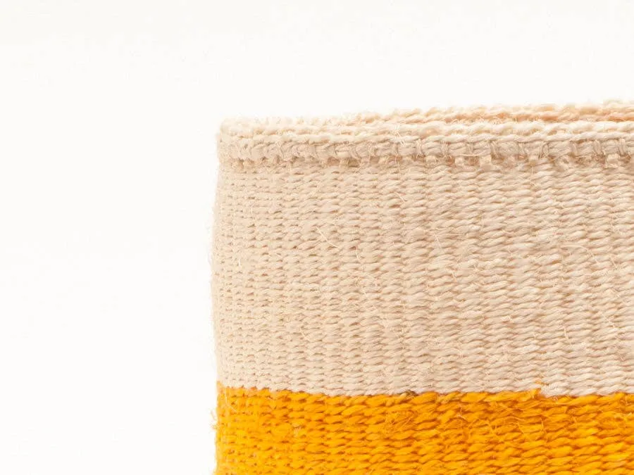 RUKIA: Orange Colour Block Woven Basket: Orange / M / Colour Block