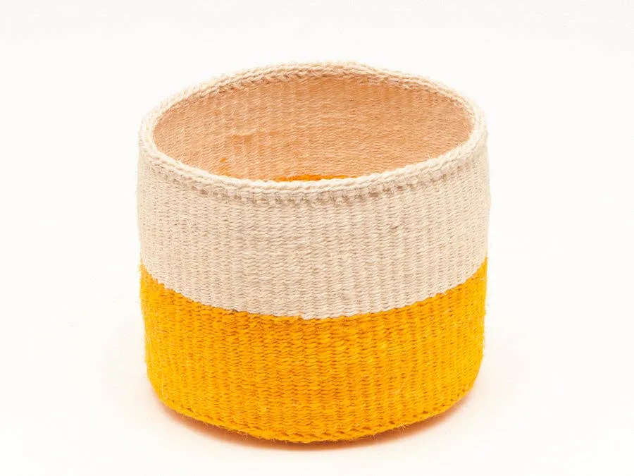 RUKIA: Orange Colour Block Woven Basket: Orange / M / Colour Block