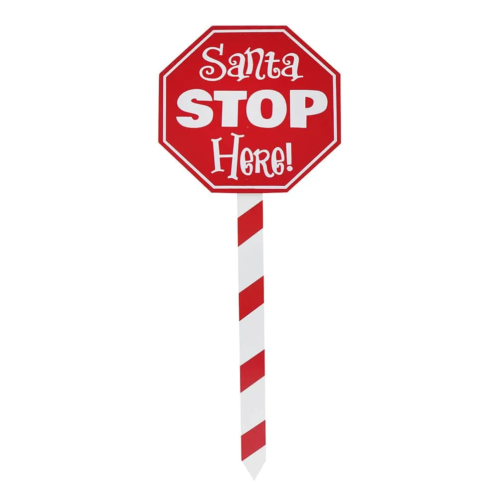 Santa Stop Here Stake Asst (40cm)