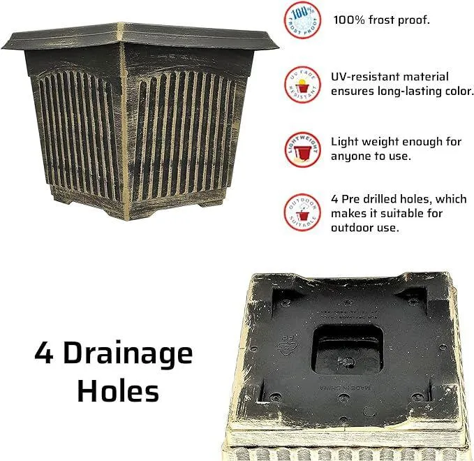 SG Traders Large Square Plastic Planter for Garden (Pack of 2)