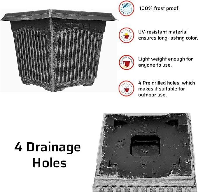 SG Traders Large Square Plastic Planter for Garden (Pack of 2)