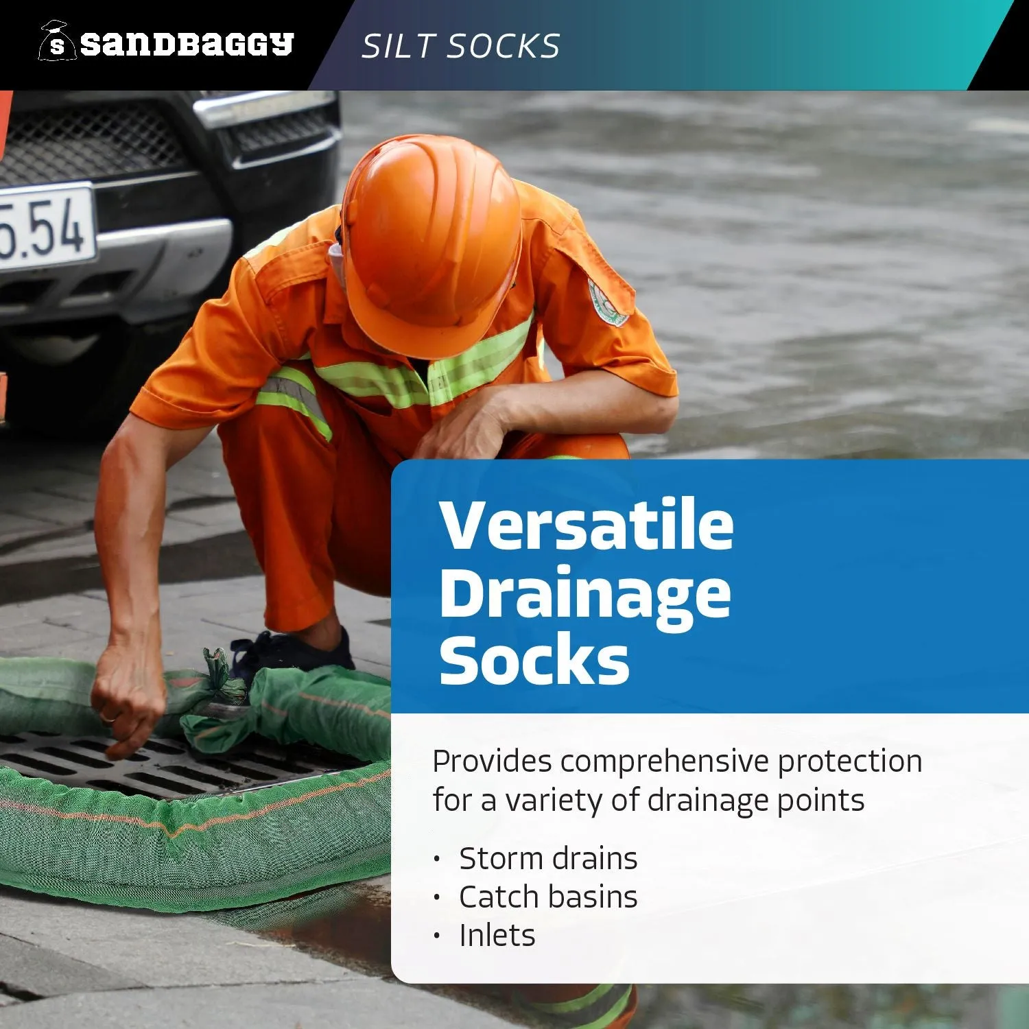 Silt Sock - Sediment Filter For Stormwater Drainage (Made in USA)