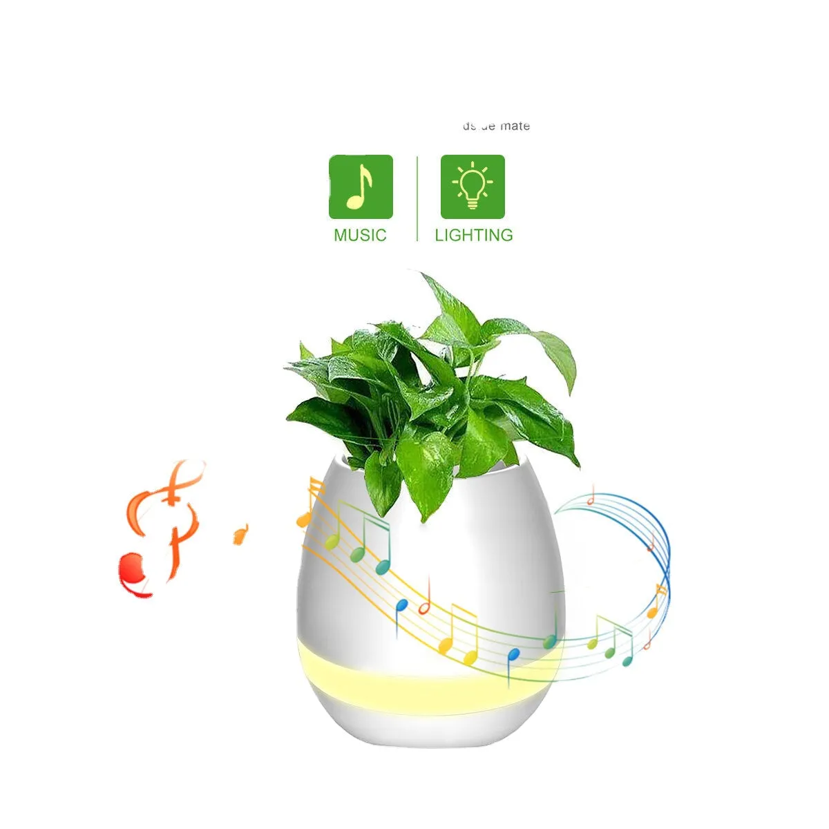 Smart Touch Music Flower Pot - Bluetooth LED Lamp with Seven Color Piano Light