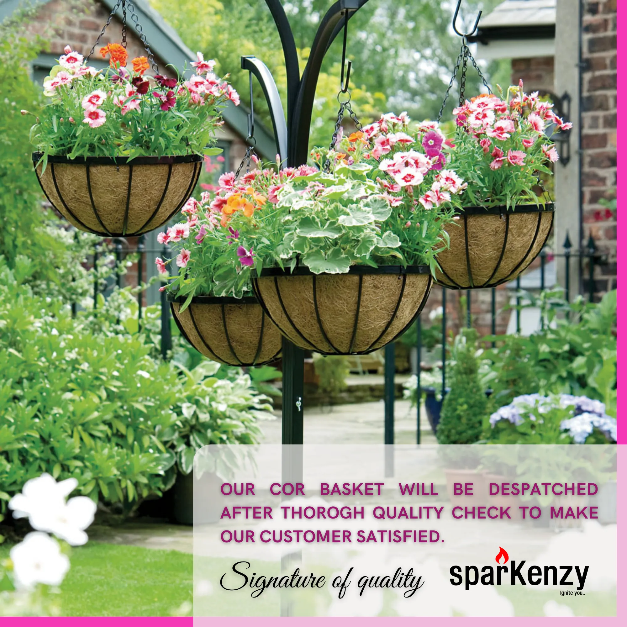 Sparkenzy 12 Inch Coir Hanging Basket | Coir Hanging Pots for Garden