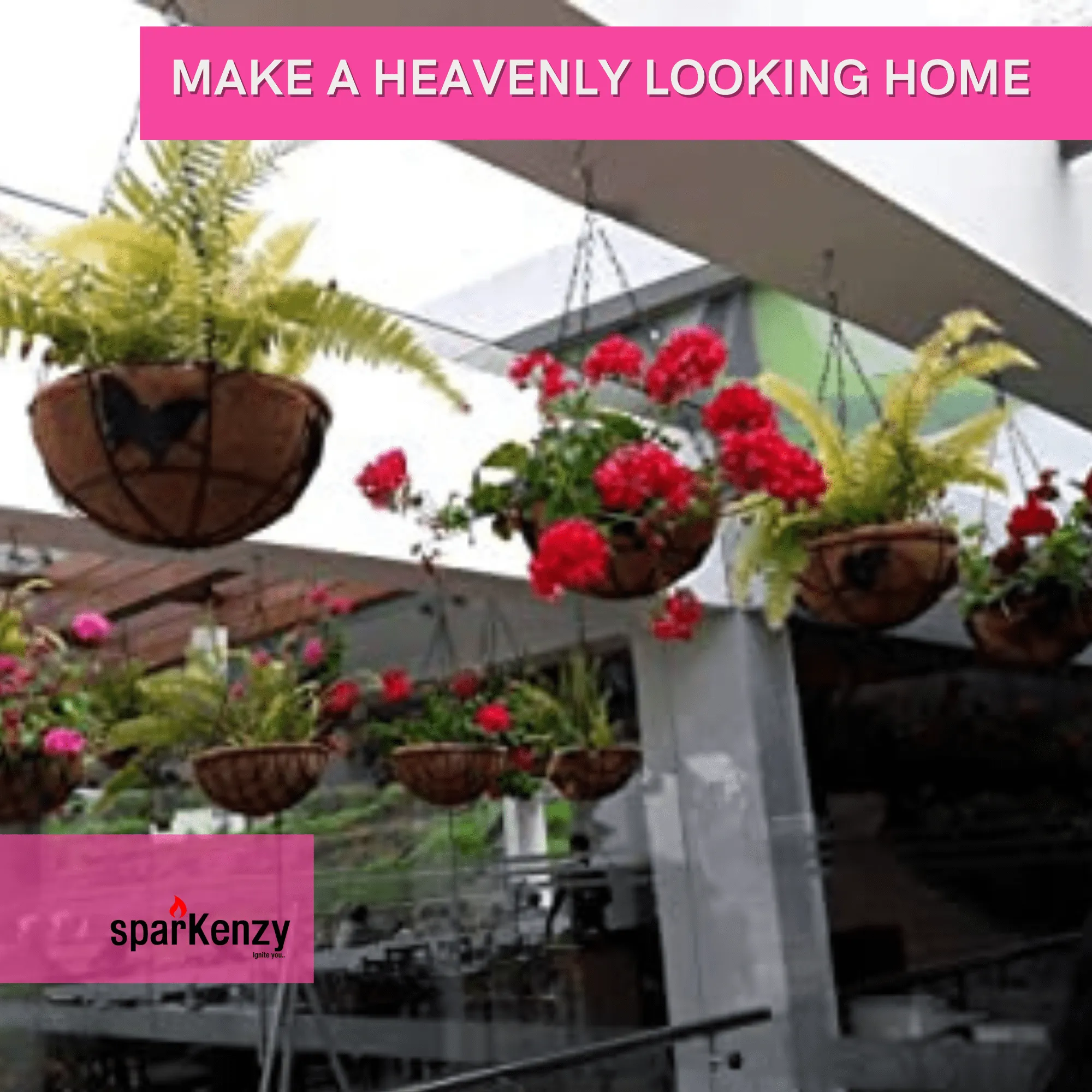Sparkenzy 12 Inch Coir Hanging Basket | Coir Hanging Pots for Garden