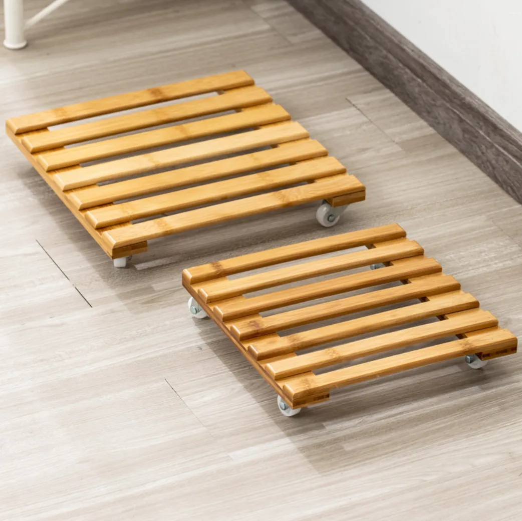 Square Bamboo Plant Trolley 25cm