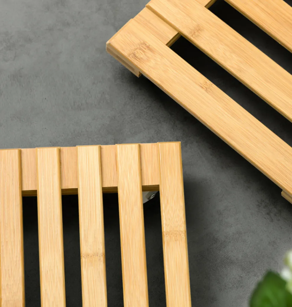 Square Bamboo Plant Trolley 25cm