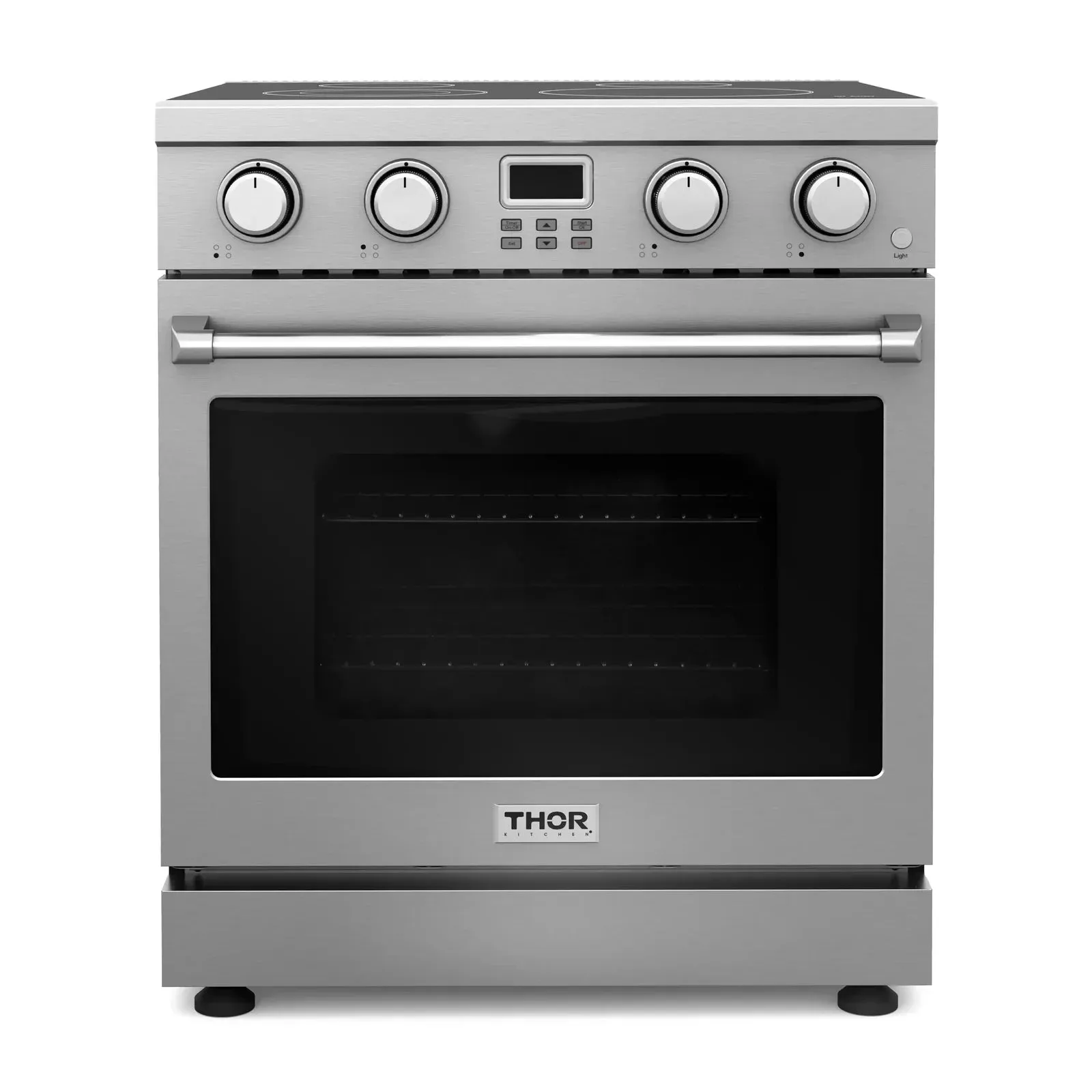 Thor Kitchen 4-Piece Appliance Package - 30-Inch Electric Range, Wall Mount Range Hood, Refrigerator, and Dishwasher in Stainless Steel