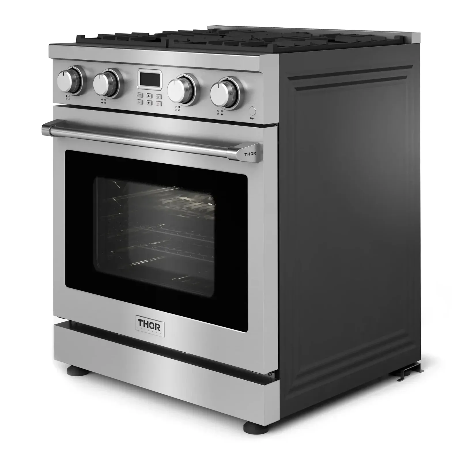 Thor Kitchen 4-Piece Appliance Package - 30-Inch Gas Range, Under Cabinet Range Hood, Refrigerator, and Dishwasher in Stainless Steel
