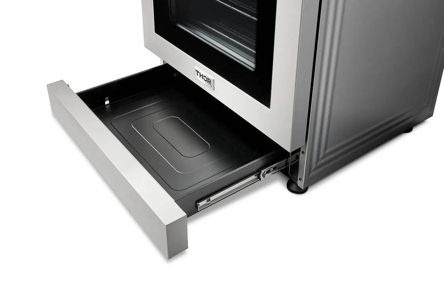 Thor Kitchen 4-Piece Appliance Package - 30-Inch Gas Range with Tilt Panel, Refrigerator with Water Dispenser, Wall Mount Hood, & Dishwasher in Stainless Steel