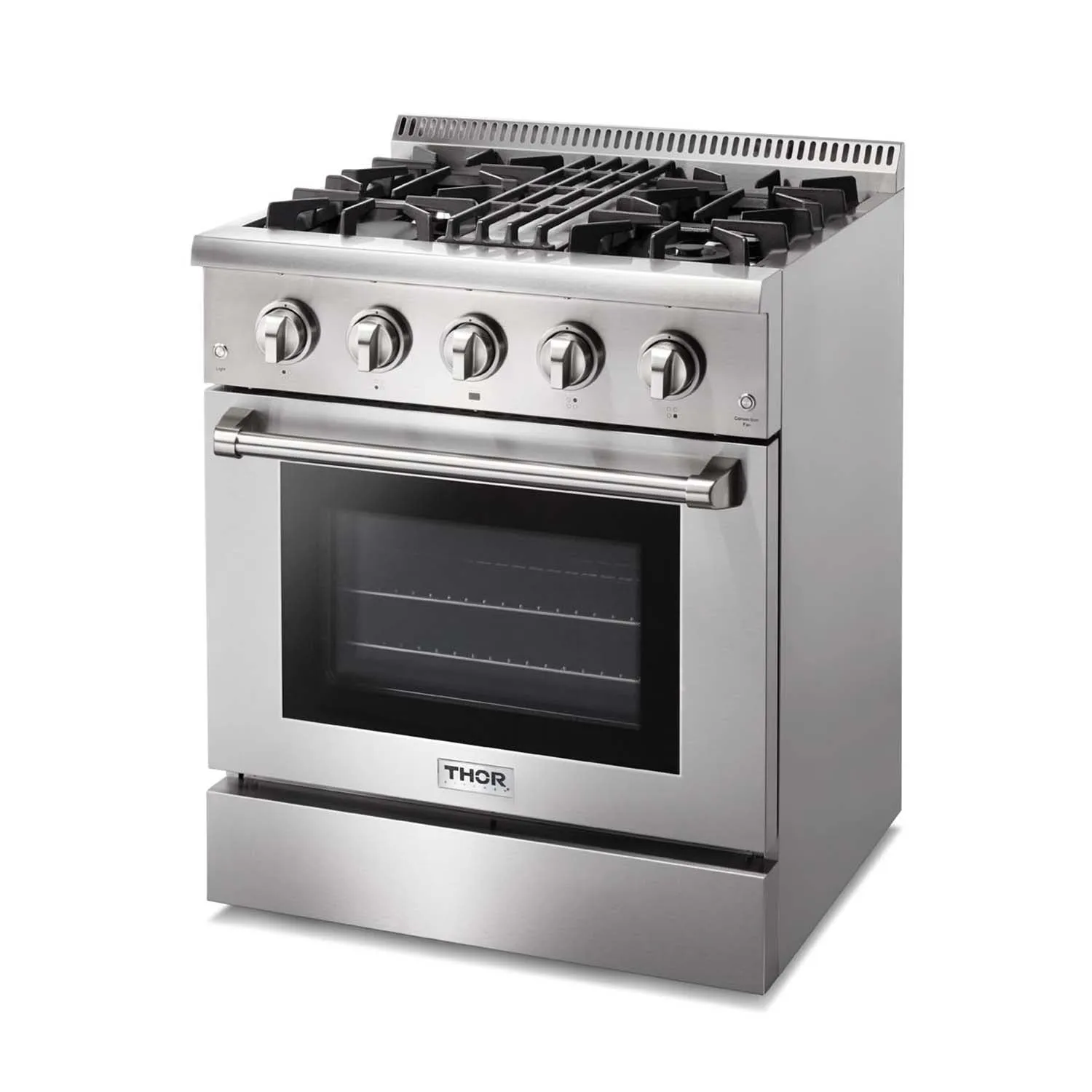 Thor Kitchen 4-Piece Pro Appliance Package - 30-Inch Dual Fuel Range, French Door Refrigerator Pro-Style Wall Mount Hood and Dishwasher in Stainless Steel