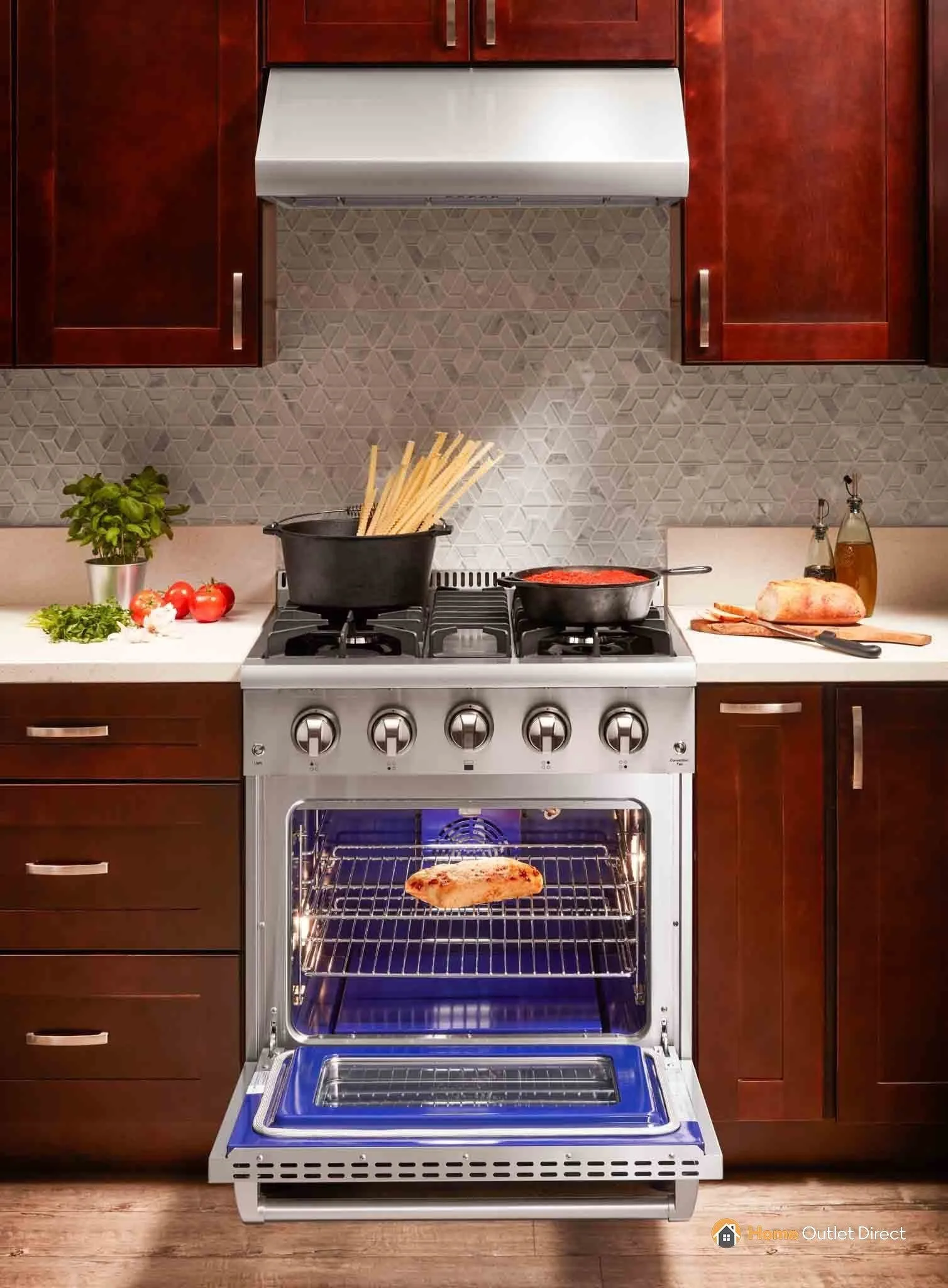 Thor Kitchen 4-Piece Pro Appliance Package - 30-Inch Gas Range, French Door Refrigerator, Under Cabinet Hood and Dishwasher in Stainless Steel
