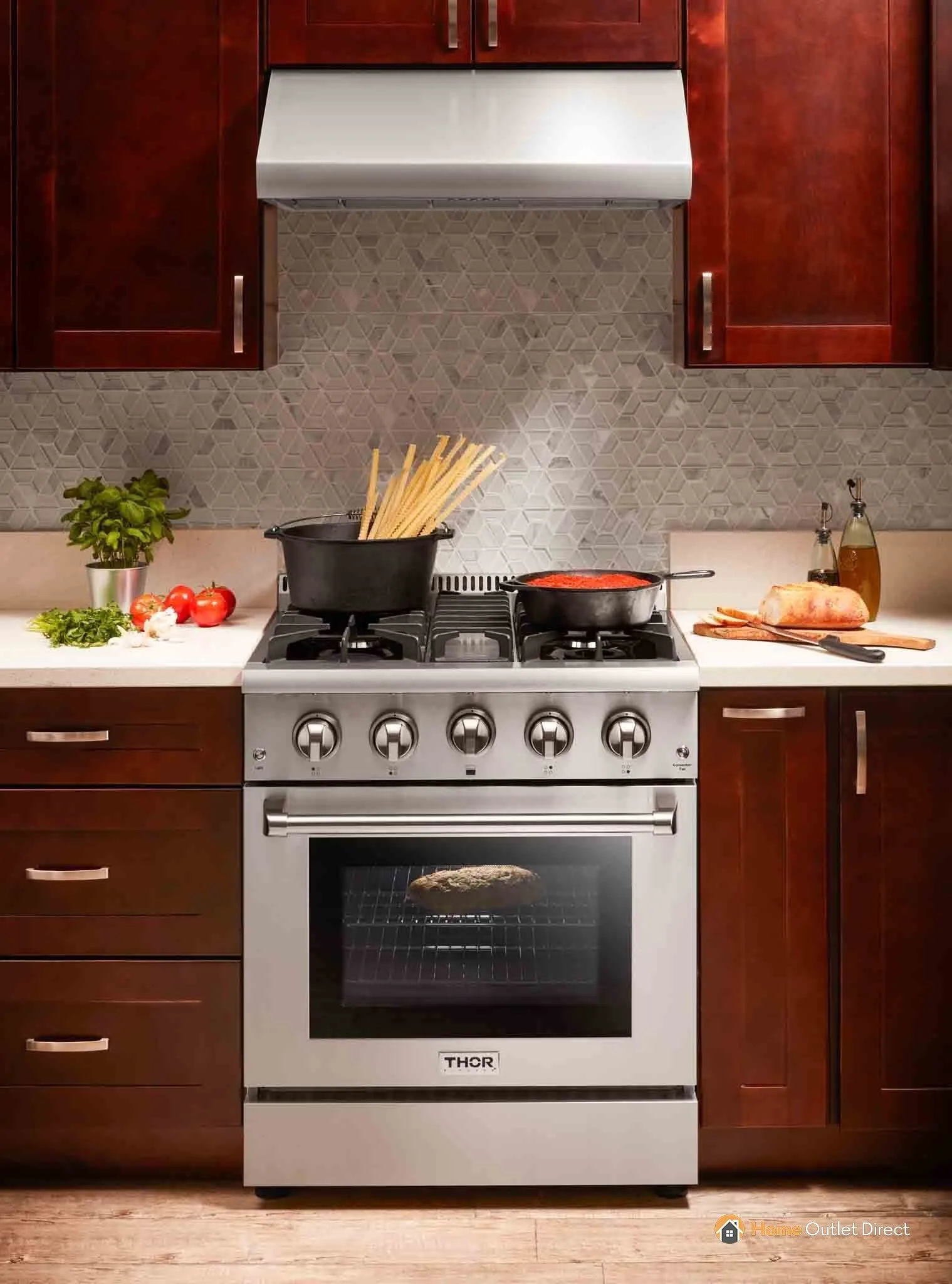 Thor Kitchen 4-Piece Pro Appliance Package - 30-Inch Gas Range, French Door Refrigerator, Under Cabinet Hood and Dishwasher in Stainless Steel