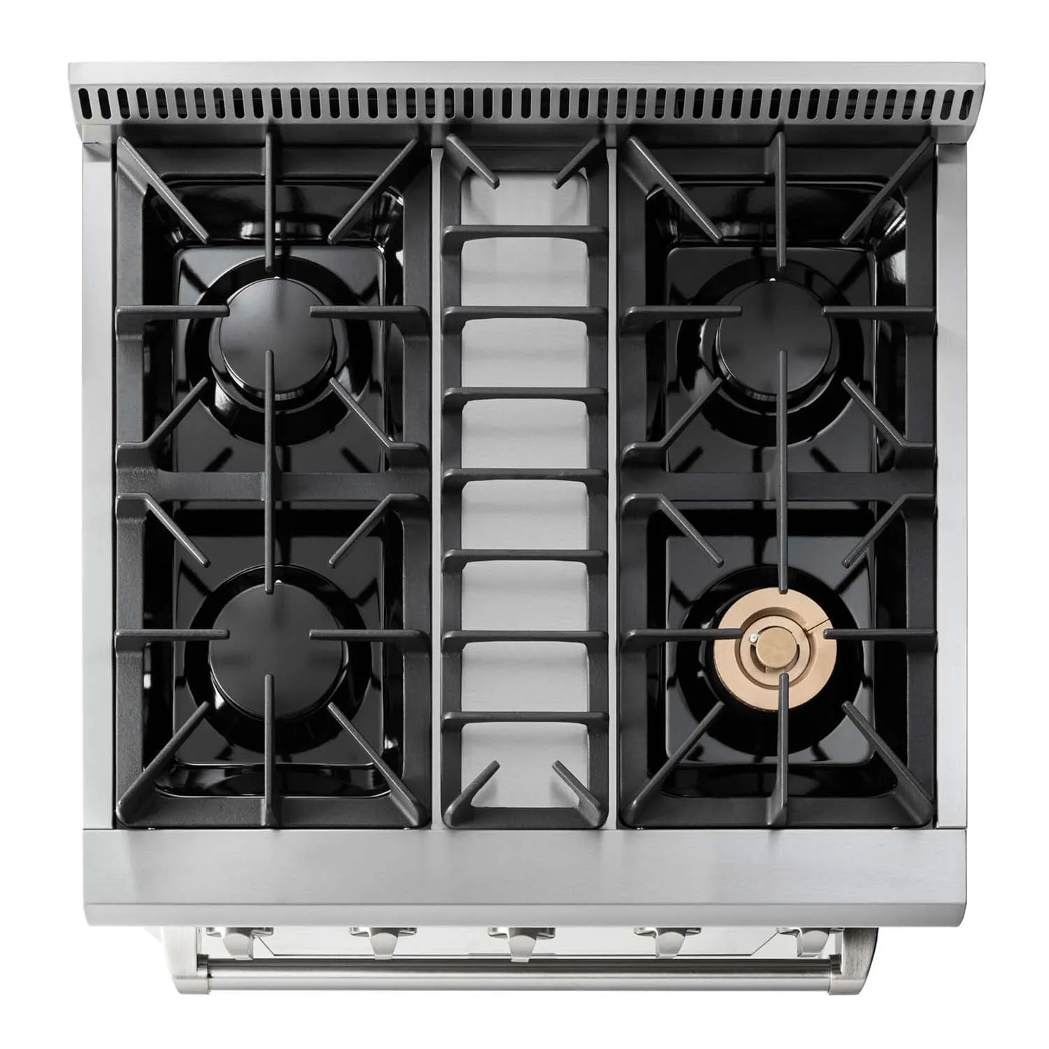 Thor Kitchen 4-Piece Pro Appliance Package - 30-Inch Gas Range, Refrigerator with Water Dispenser, Pro-Style Wall Mount Hood & Dishwasher in Stainless Steel