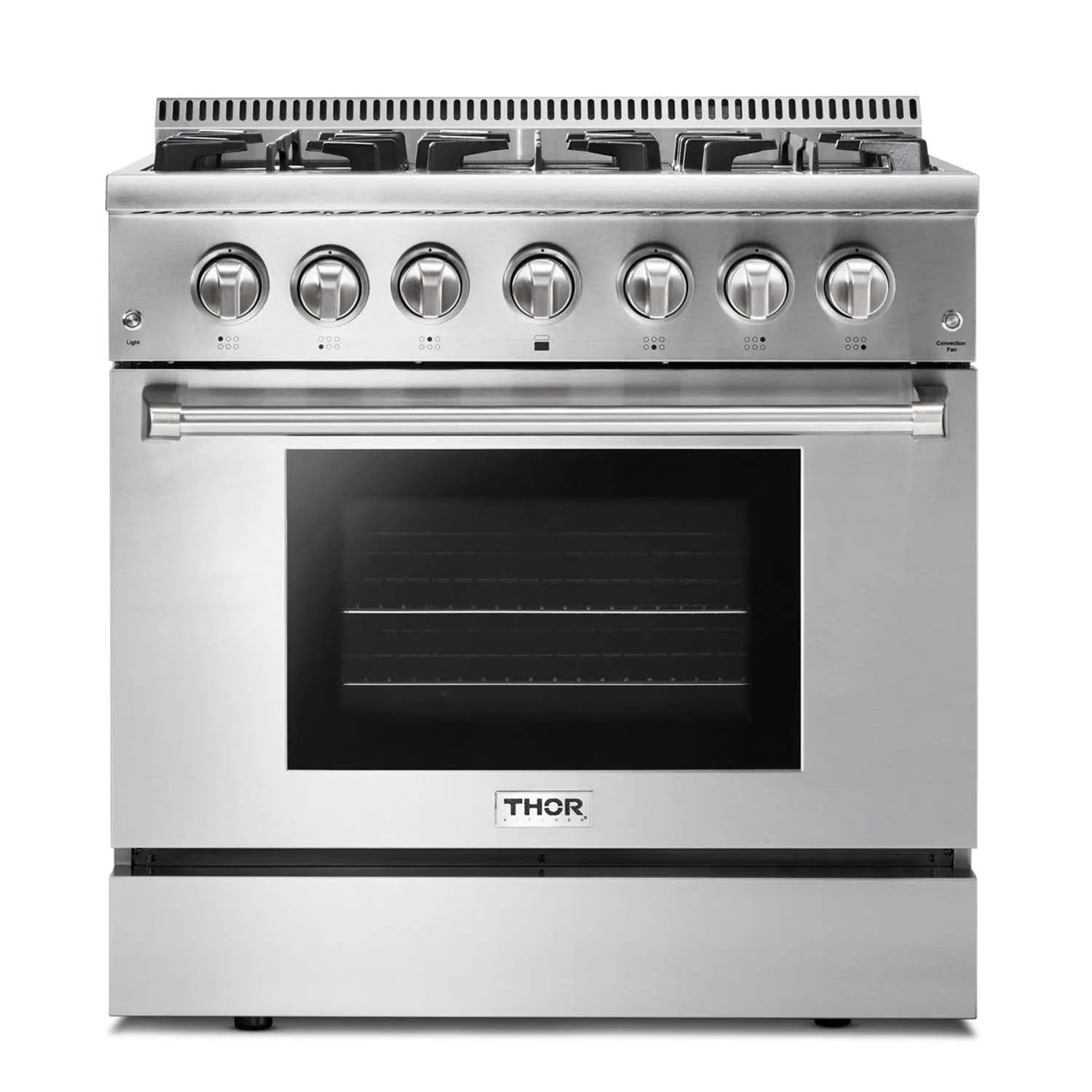 Thor Kitchen 4-Piece Pro Appliance Package - 36-Inch Dual Fuel Range, French Door Refrigerator, Under Cabinet Hood and Dishwasher in Stainless Steel