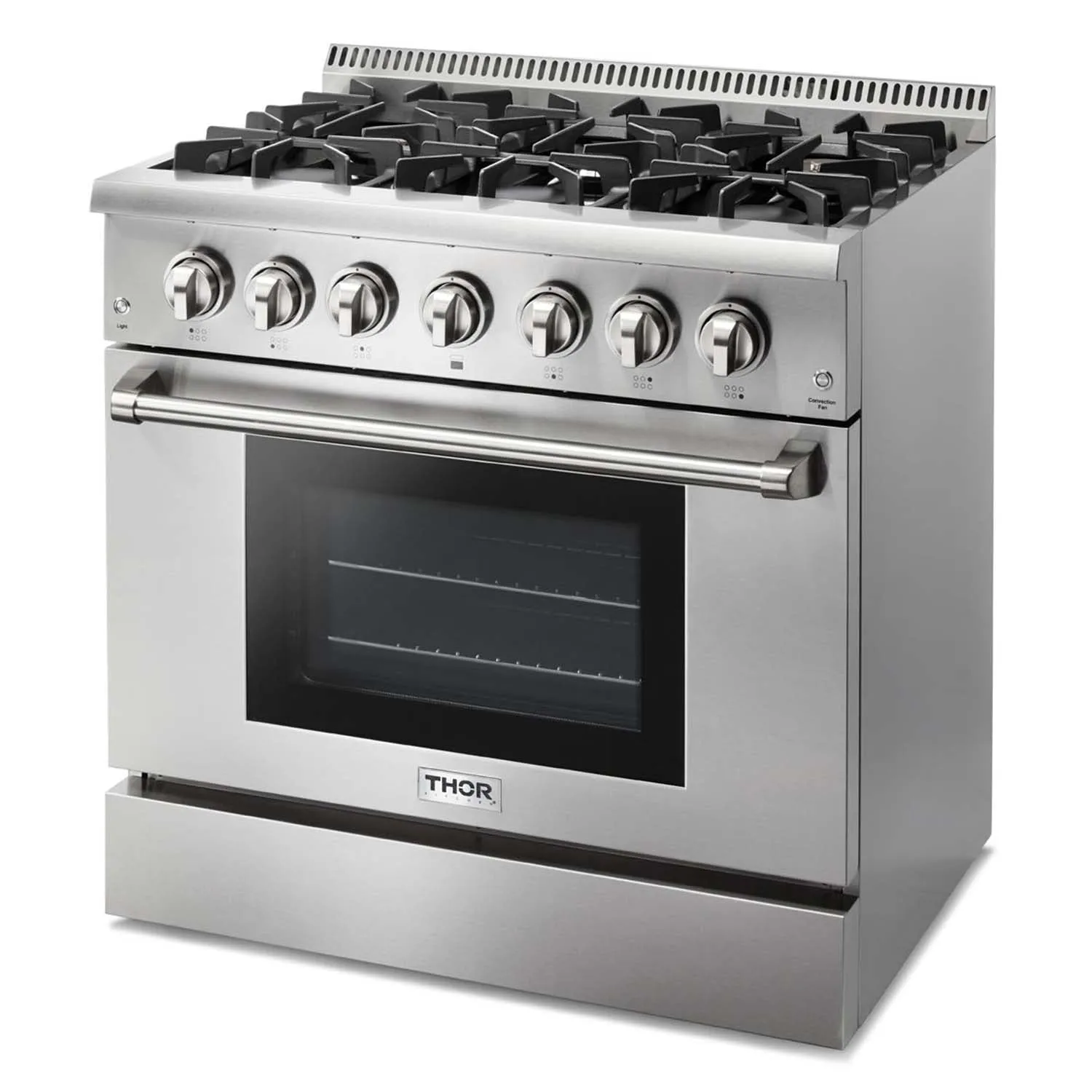 Thor Kitchen 4-Piece Pro Appliance Package - 36-Inch Dual Fuel Range, Refrigerator with Water Dispenser, Pro-Style Wall Mount Hood & Dishwasher in Stainless Steel