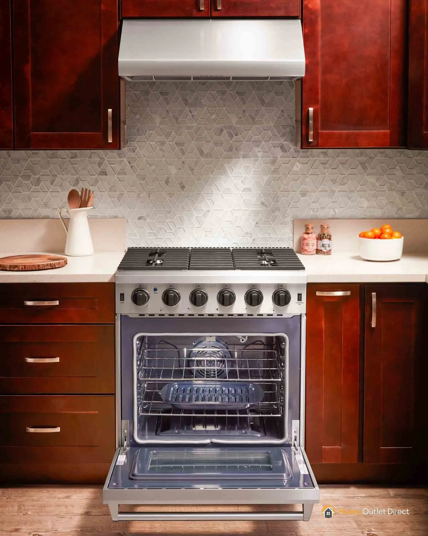 Thor Kitchen 5-Piece Appliance Package - 30-Inch Gas Range, French Door Refrigerator, Under Cabinet Hood, Dishwasher, and Microwave Drawer in Stainless Steel