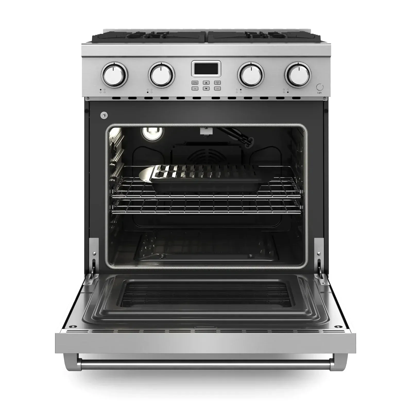 Thor Kitchen 5-Piece Appliance Package - 30-Inch Gas Range, Under Cabinet Range Hood, Refrigerator, Dishwasher, and Microwave in Stainless Steel