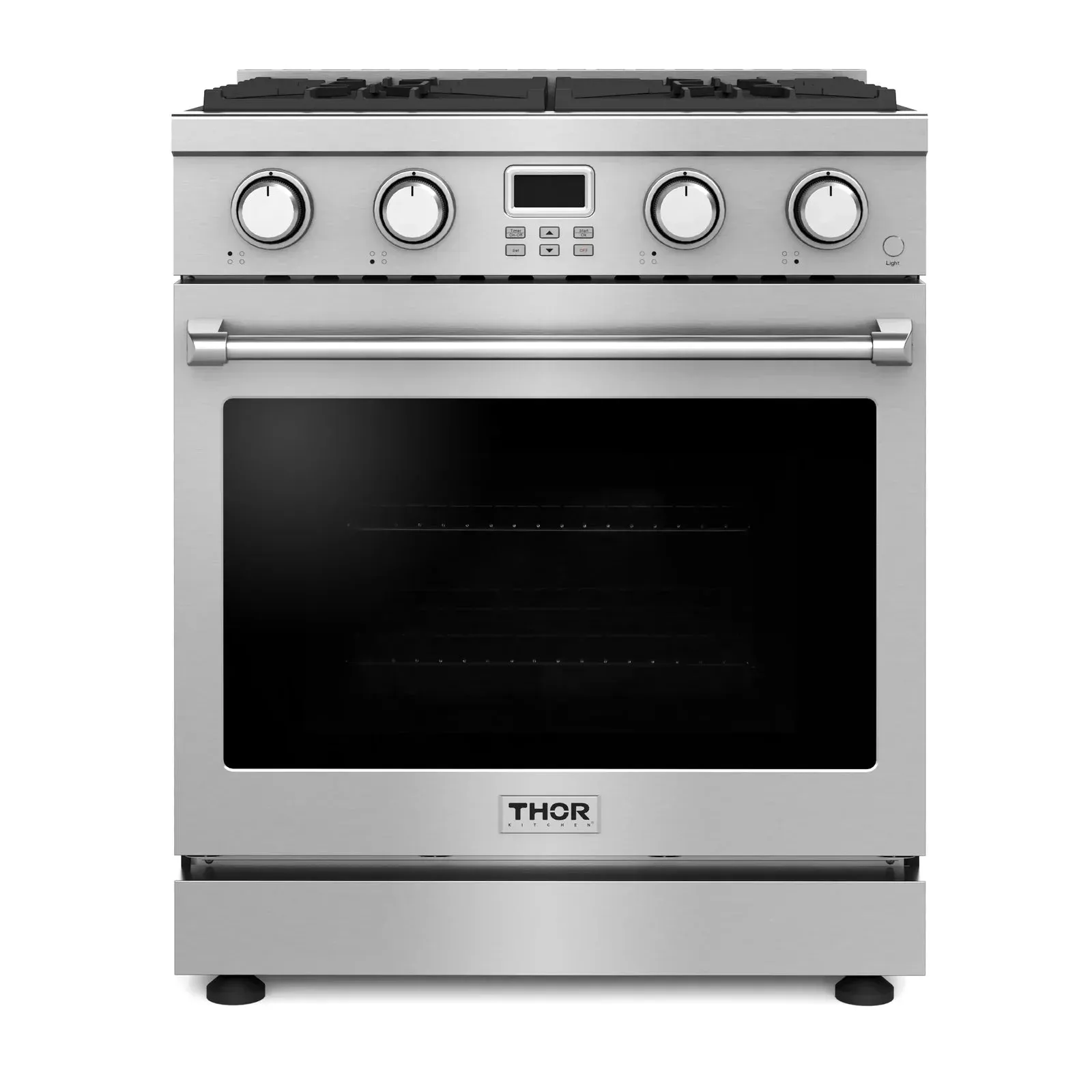 Thor Kitchen 5-Piece Appliance Package - 30-Inch Gas Range, Under Cabinet Range Hood, Refrigerator, Dishwasher, and Microwave in Stainless Steel
