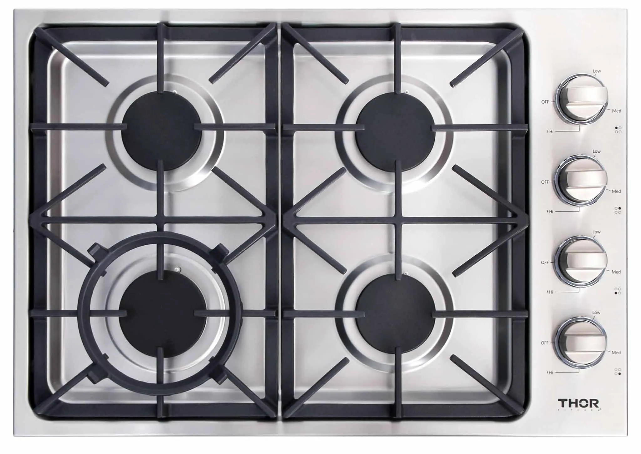 Thor Kitchen 5-Piece Pro Appliance Package - 30-Inch Gas Cooktop, Electric Wall Oven, Under Cabinet Hood, Dishwasher & Refrigerator in Stainless Steel