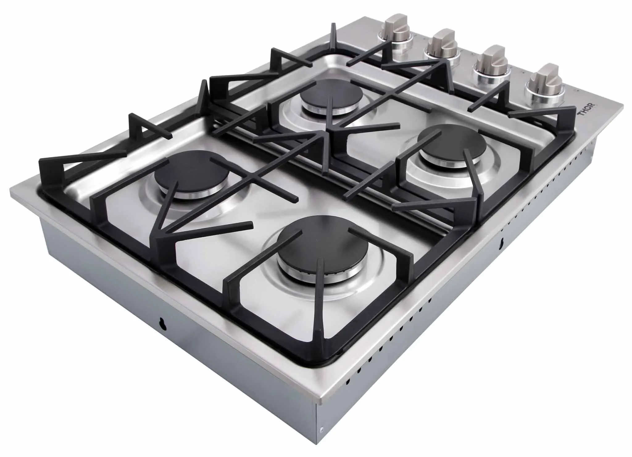 Thor Kitchen 5-Piece Pro Appliance Package - 30-Inch Gas Cooktop, Electric Wall Oven, Wall Mount Hood, Dishwasher & Refrigerator in Stainless Steel
