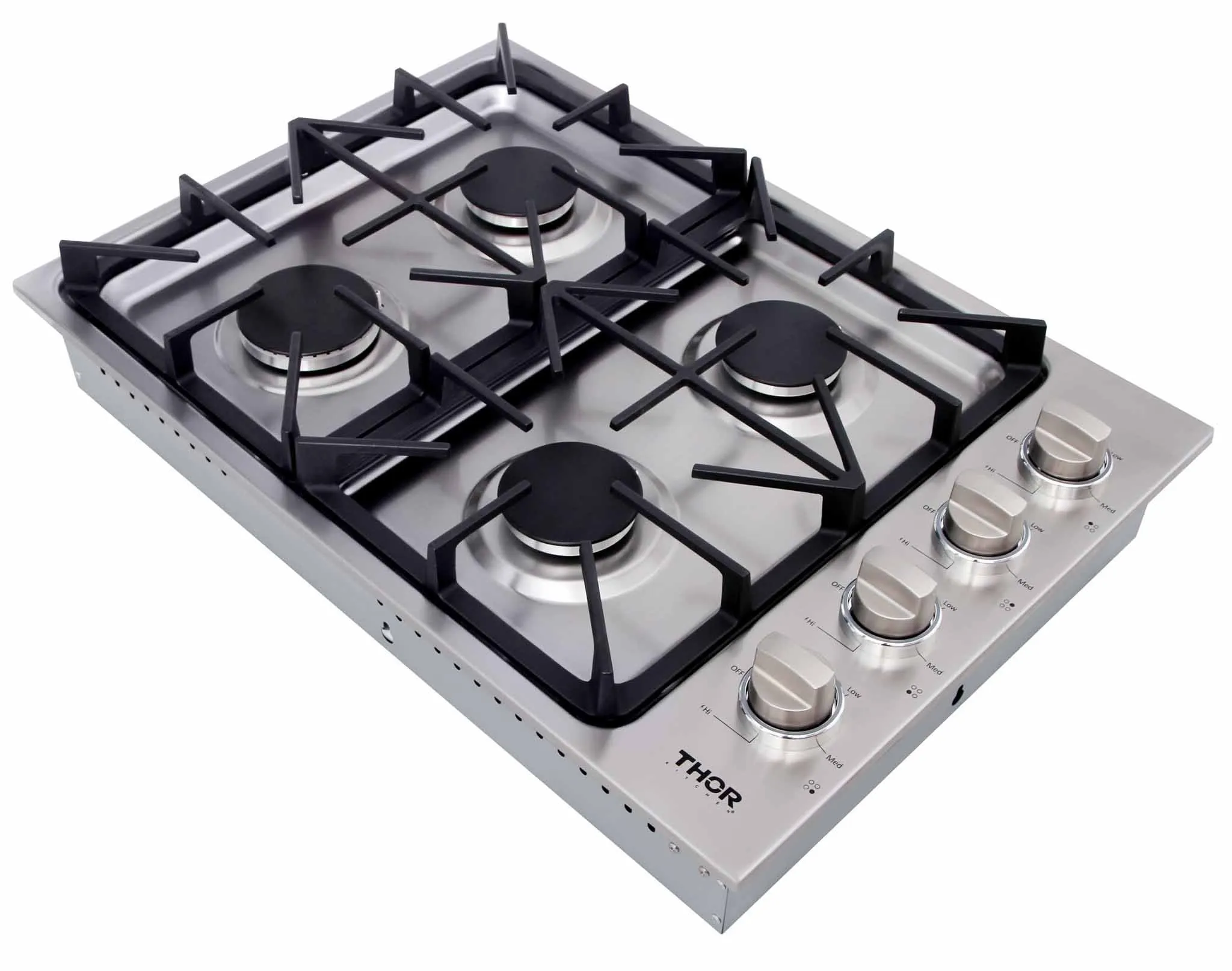 Thor Kitchen 5-Piece Pro Appliance Package - 30-Inch Gas Cooktop, Electric Wall Oven, Wall Mount Hood, Dishwasher & Refrigerator in Stainless Steel
