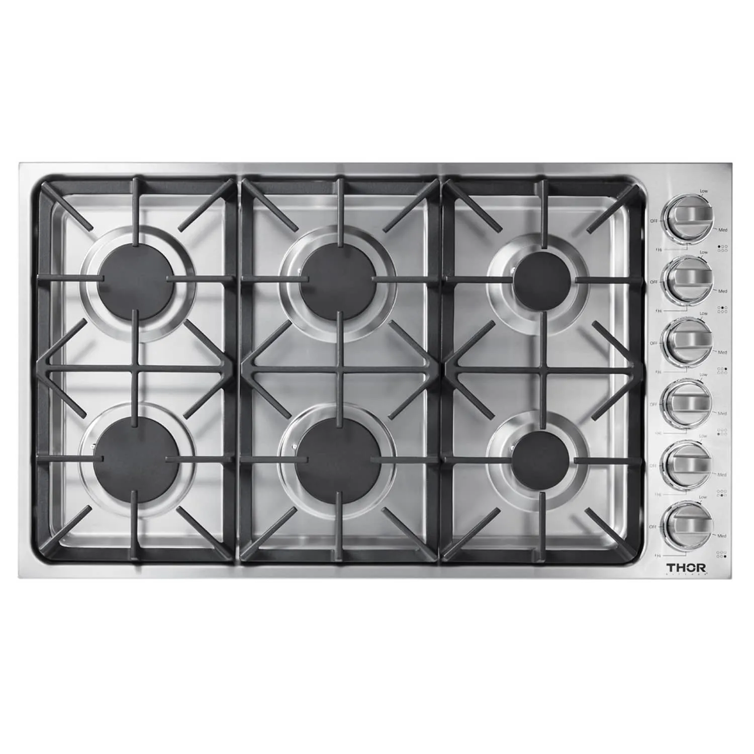 Thor Kitchen 5-Piece Pro Appliance Package - 36-Inch Gas Cooktop, Electric Wall Oven, Under Cabinet Hood, Dishwasher & Refrigerator in Stainless Steel