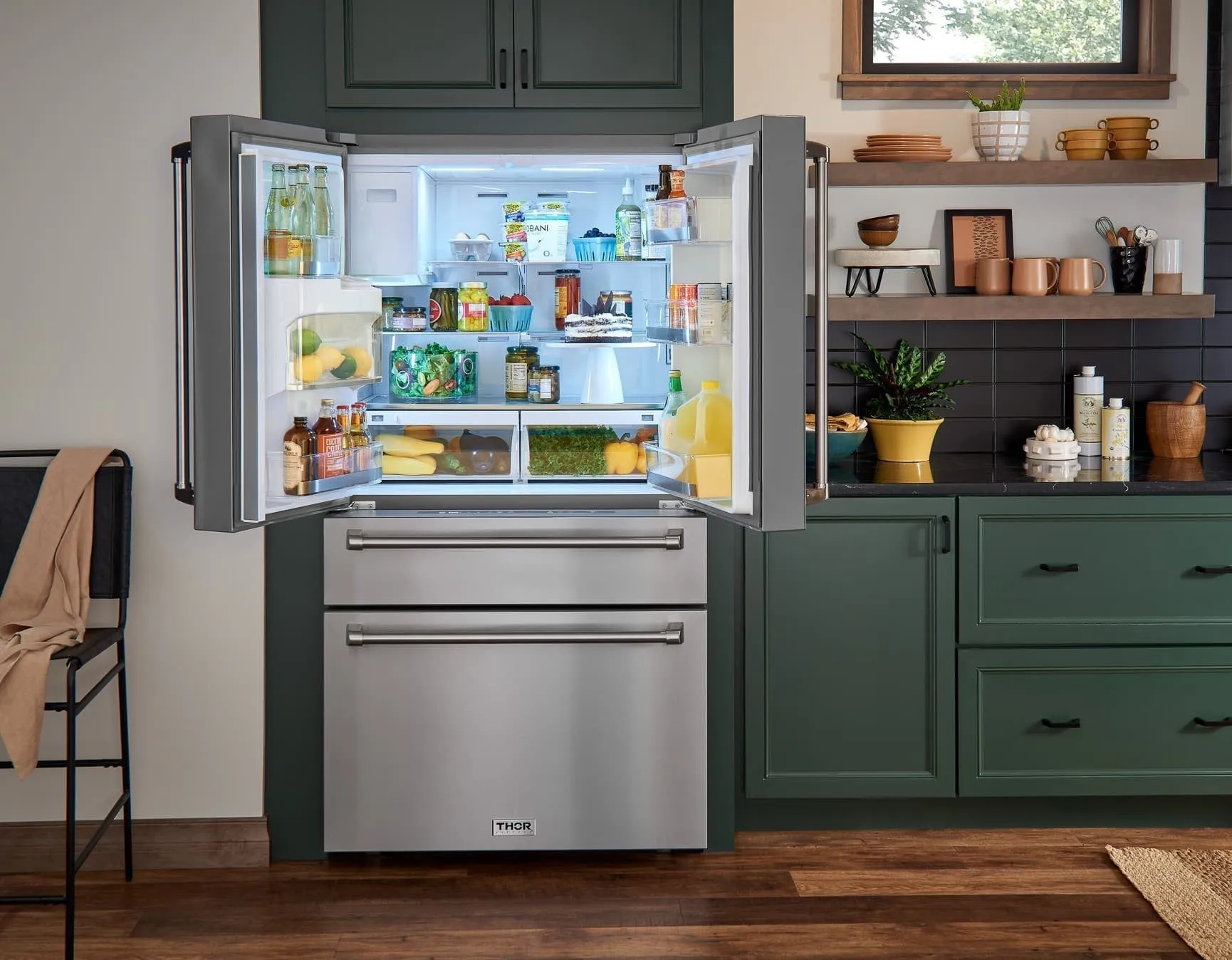 Thor Kitchen 5-Piece Pro Appliance Package - 48-Inch Rangetop, Electric Wall Oven, Under Cabinet 16.5-Inch Tall Hood, Dishwasher & Refrigerator with Water Dispenser in Stainless Steel