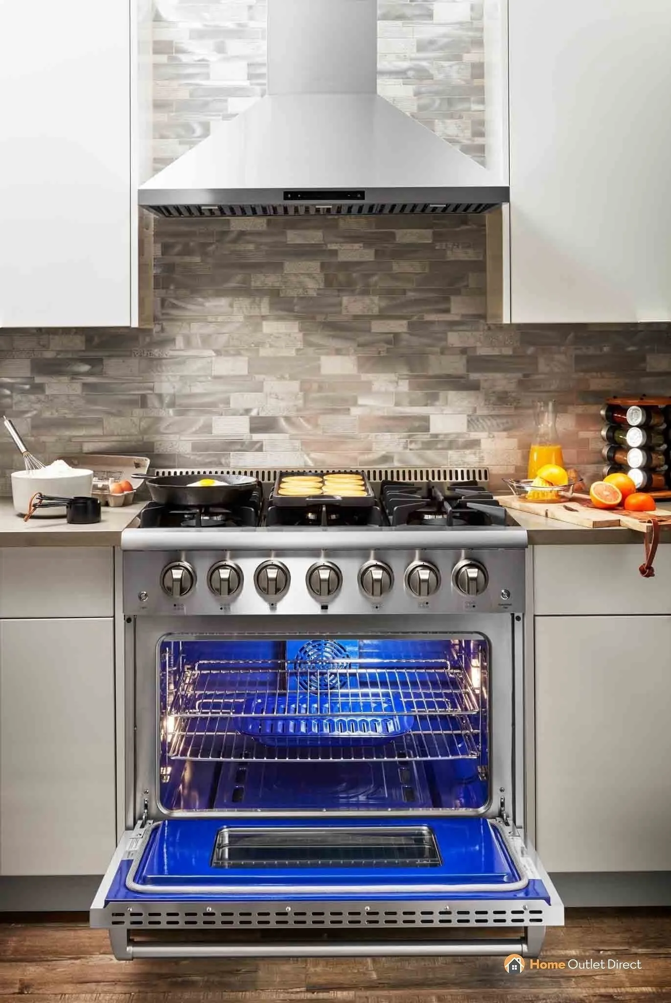 Thor Kitchen 6-Piece Pro Appliance Package - 36-Inch Dual Fuel Range, Refrigerator with Water Dispenser, Wall Mount Hood, Dishwasher, Microwave Drawer, & Wine Cooler in Stainless Steel
