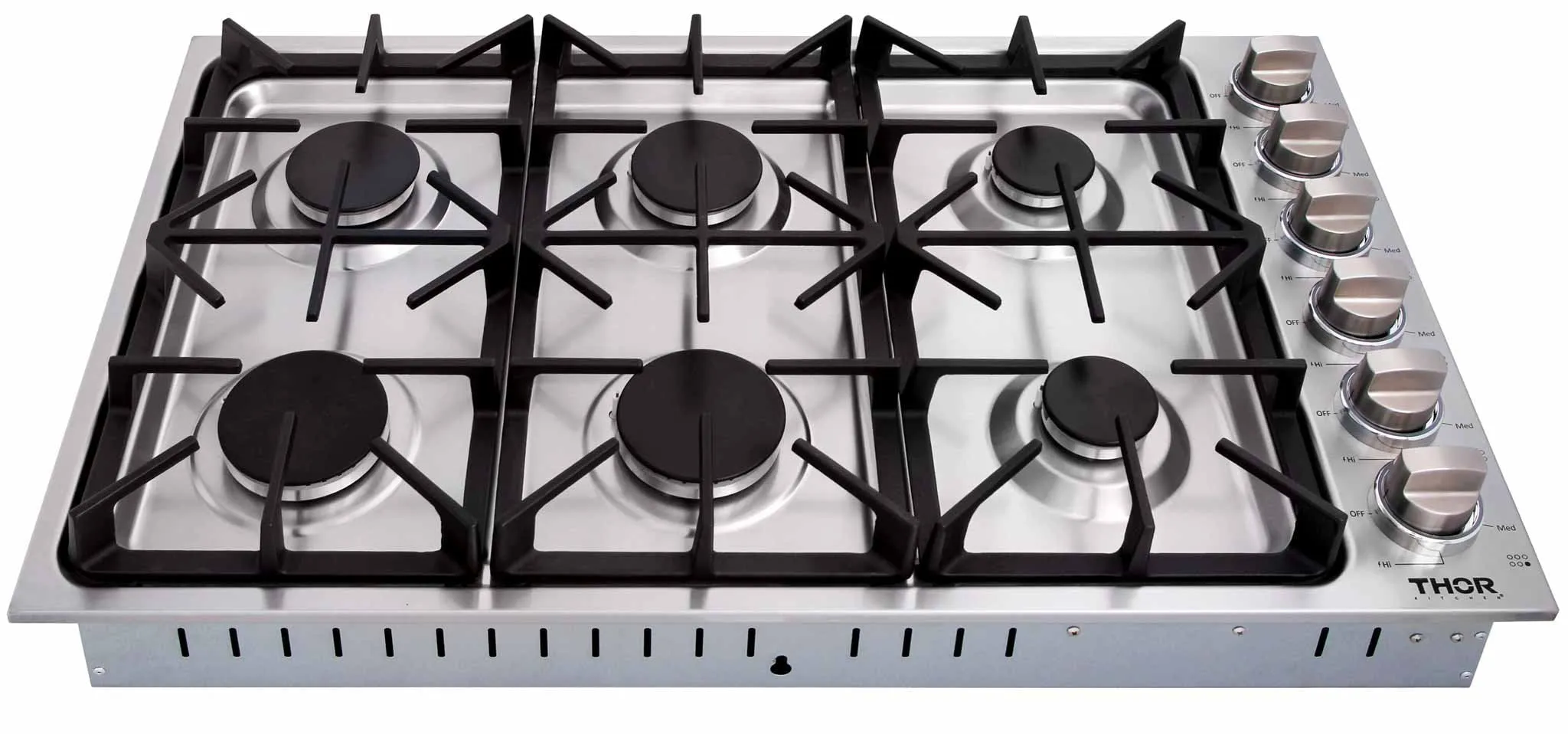 Thor Kitchen 6-Piece Pro Appliance Package - 36-Inch Gas Cooktop, Electric Wall Oven, Pro-Style Wall Mount Hood, Refrigerator, Dishwasher & Microwave Drawer in Stainless Steel