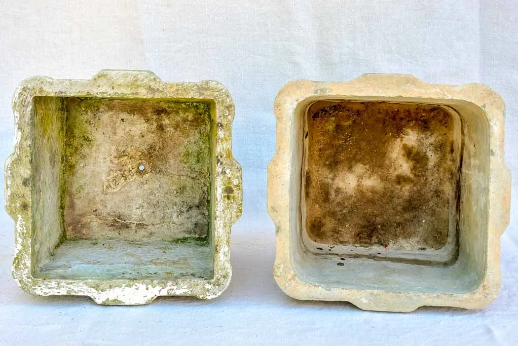 Two square Willy Guhl garden planters / flower pots