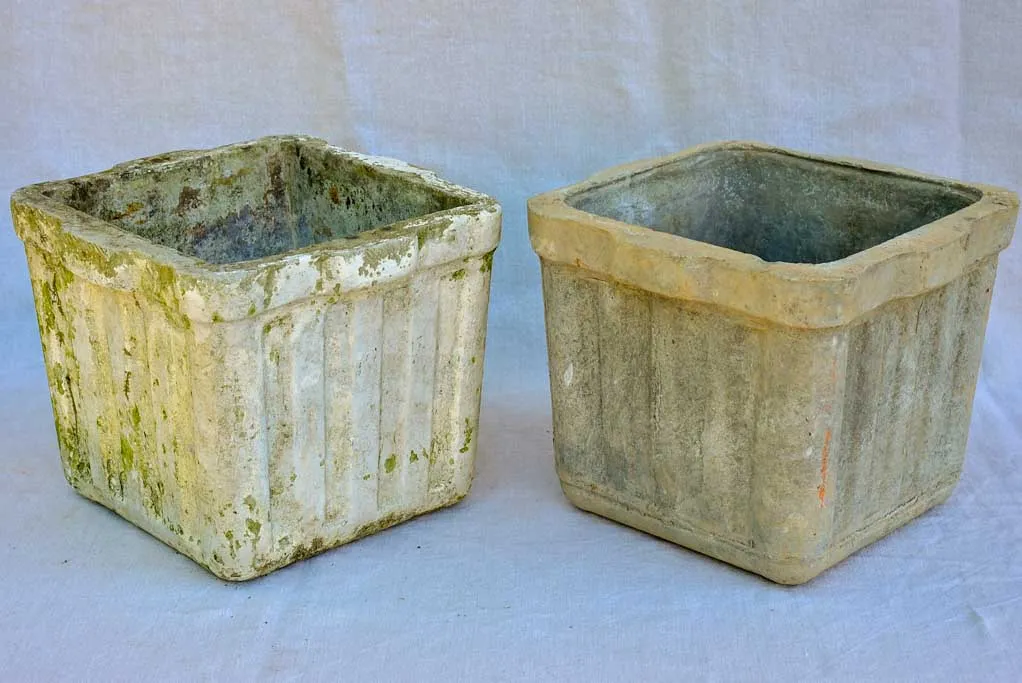 Two square Willy Guhl garden planters / flower pots