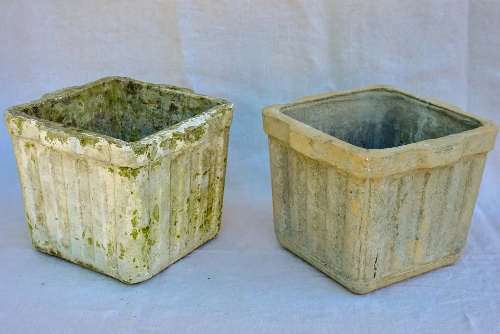 Two square Willy Guhl garden planters / flower pots