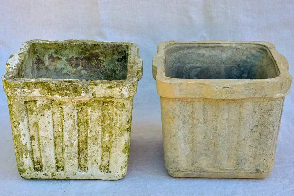 Two square Willy Guhl garden planters / flower pots