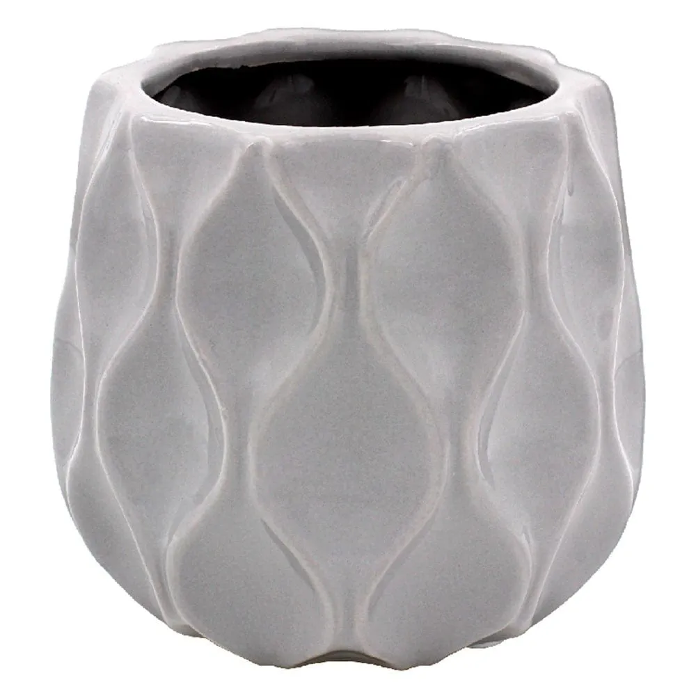Wave Plant Pot Grey - 14 x 13cm