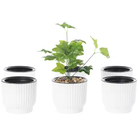 White Flower Pot Self Watering Planter
