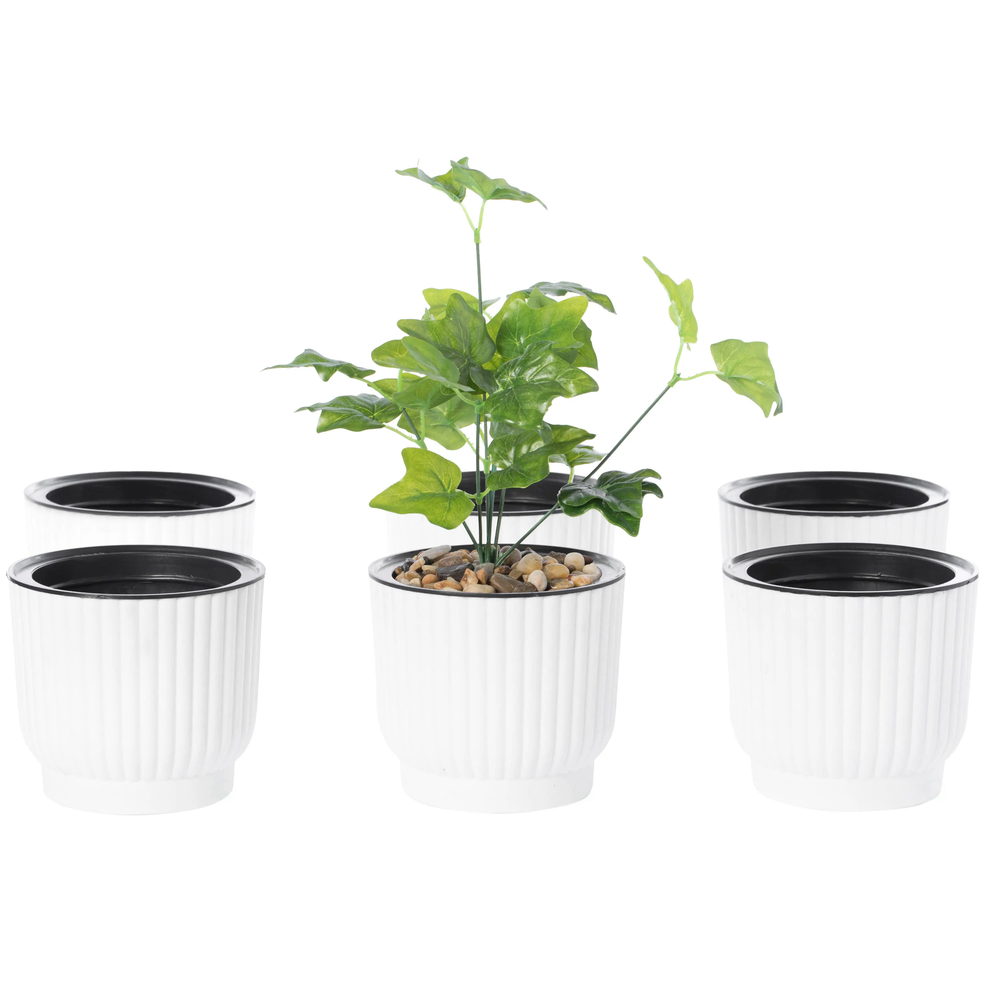 White Flower Pot Self Watering Planter