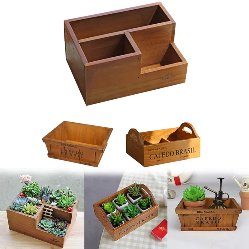 Wooden Flower Pots for Succulent Plants Nursery Garden Planter Window Box Flower Trough Pot