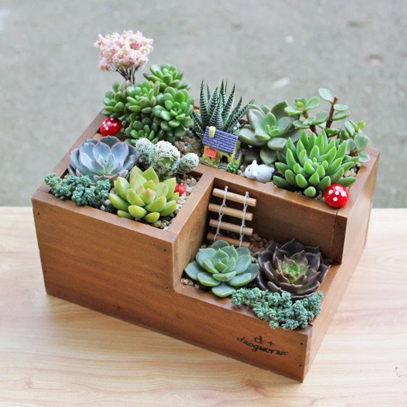 Wooden Flower Pots for Succulent Plants Nursery Garden Planter Window Box Flower Trough Pot