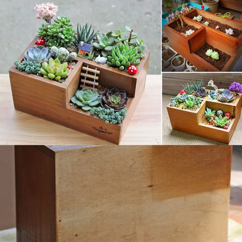 Wooden Flower Pots for Succulent Plants Nursery Garden Planter Window Box Flower Trough Pot
