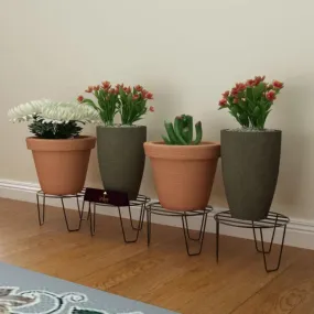 Wooden Twist V Type Planter Stand Flower Pot Stand ( Black )