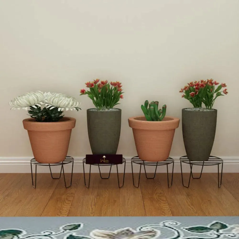 Wooden Twist V Type Planter Stand Flower Pot Stand ( Black )